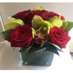 5 Red Rose's with Green Cymbidium's